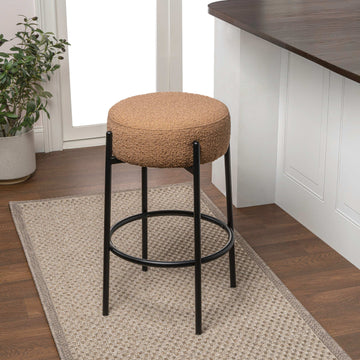 Paola Modern Metal/Bouclé Cushioned Counter & Bar Stool - JONATHAN Y